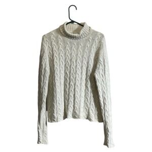 Winter Silks Sweater Medium Cream Silk Angora Rabbit Hair Cable Knit